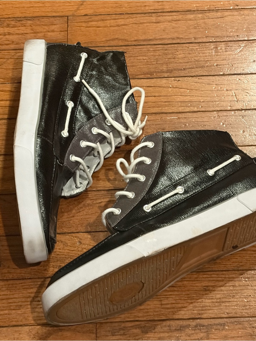 Polo Ralph Lauren Boat Shoes Lander Chukka Coated Canvas Black Size 12D
